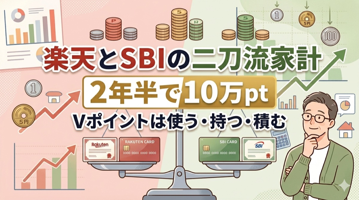 楽天とSBIの二刀流家計でVポイントを貯める実例のアイキャッチ